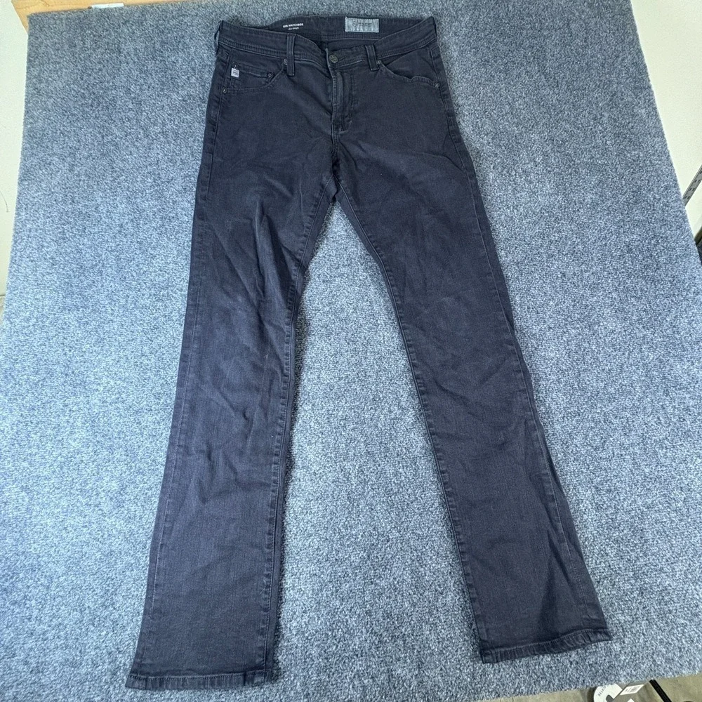 AG Adriano Goldschmied The Matchbox Slim Straight Jeans Mens 32x31 Black Denim
